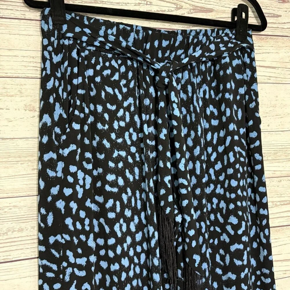 Michael Kors Wide Leg Black‎ Blue Flowy Pants Medium